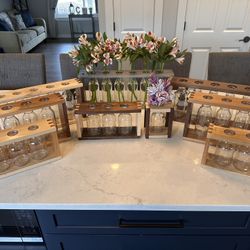 Handcrafted Wood Flower Vases 