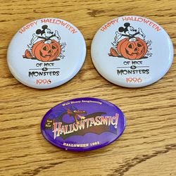 Lot of 3 Vintage Disney Mickey Mouse Halloween buttons, Walt Disney Imagineering