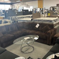 Brown Sectional With Ottoman