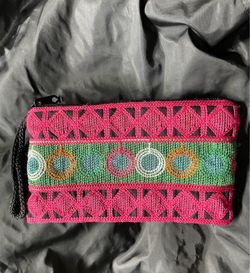 Embroidered Boho Wristlet Clutch Pouch