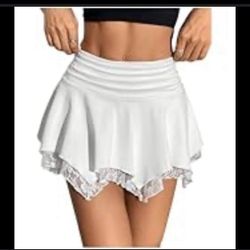 Women Mini Pleated Skirt Irregular