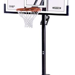 Lifetime Adjustable Portable Basketball Hoop, 54-Inch Backboard, 7.5-10 ft Power Lift Height Adjustment