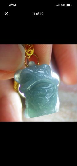 Jadeite Jade certificate sterling silver 925 lion dance dragon foodog pendant