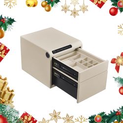 Biometric Fingerprint Jewelry Safe for Home Quick-Access Fingerprint Lock & Digital Keypad for Home Security Slide-Away Drawer