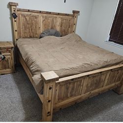Rustic Oasis King Size Bed Frame,night Stand, Chest