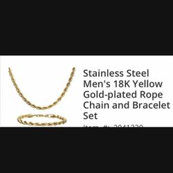 Stainless Steel Men’s Robe Chain And Bracelet 
