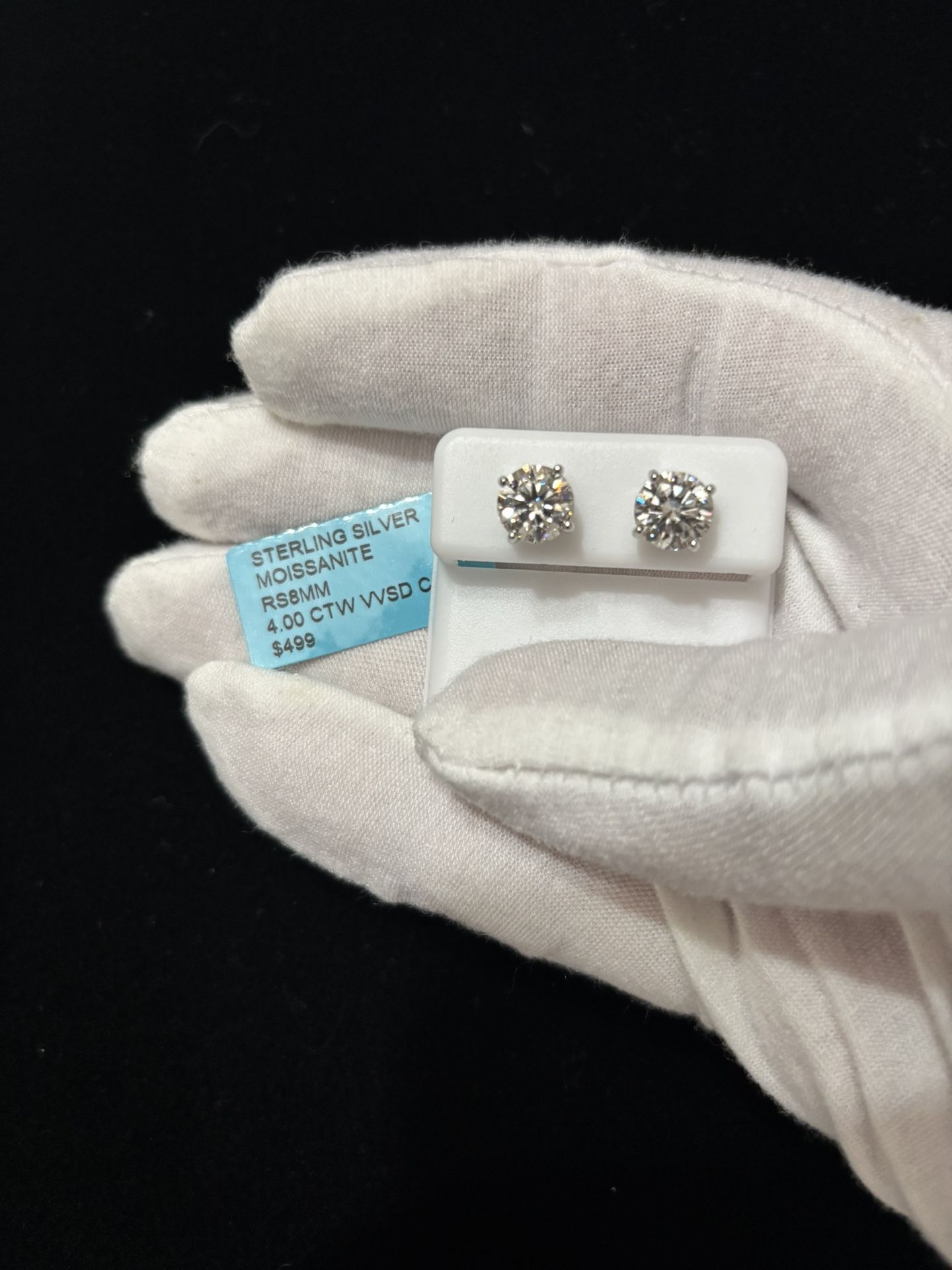 925 Sterling Silver 8mm Moissanite Earrings