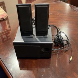 Computer Speakers With Subwoofer And Power Cables