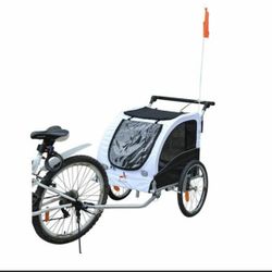 Blue Pet dog Bike Trailer And Stroller With Suspension. 