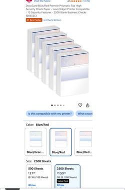 DocuGard Blue/Red Premier Prismatic Top High Security Check Paper  (m15)