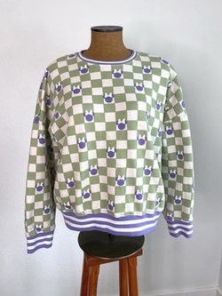 Size M Her Universe Minnie Mouse Checker Board Pullover Boxy Crew Sweatshirt Disney
