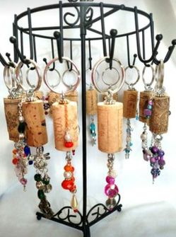 Keychains Purse Rearview Mirror Decor Handmade Wine Cork and Beads