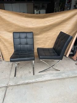 Milania Modern Button Tufted Leather Dining Chairs (Set of 2)