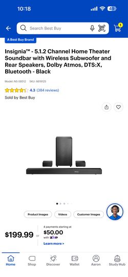 Insignia soundbar with subwoofer