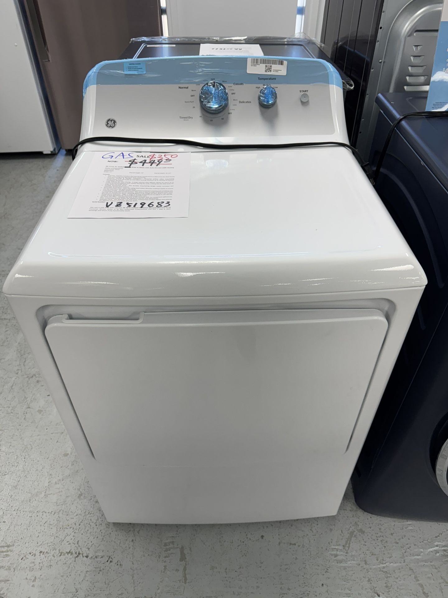 GE 7.2 Cu.ft GAS dryer With Auto Dry