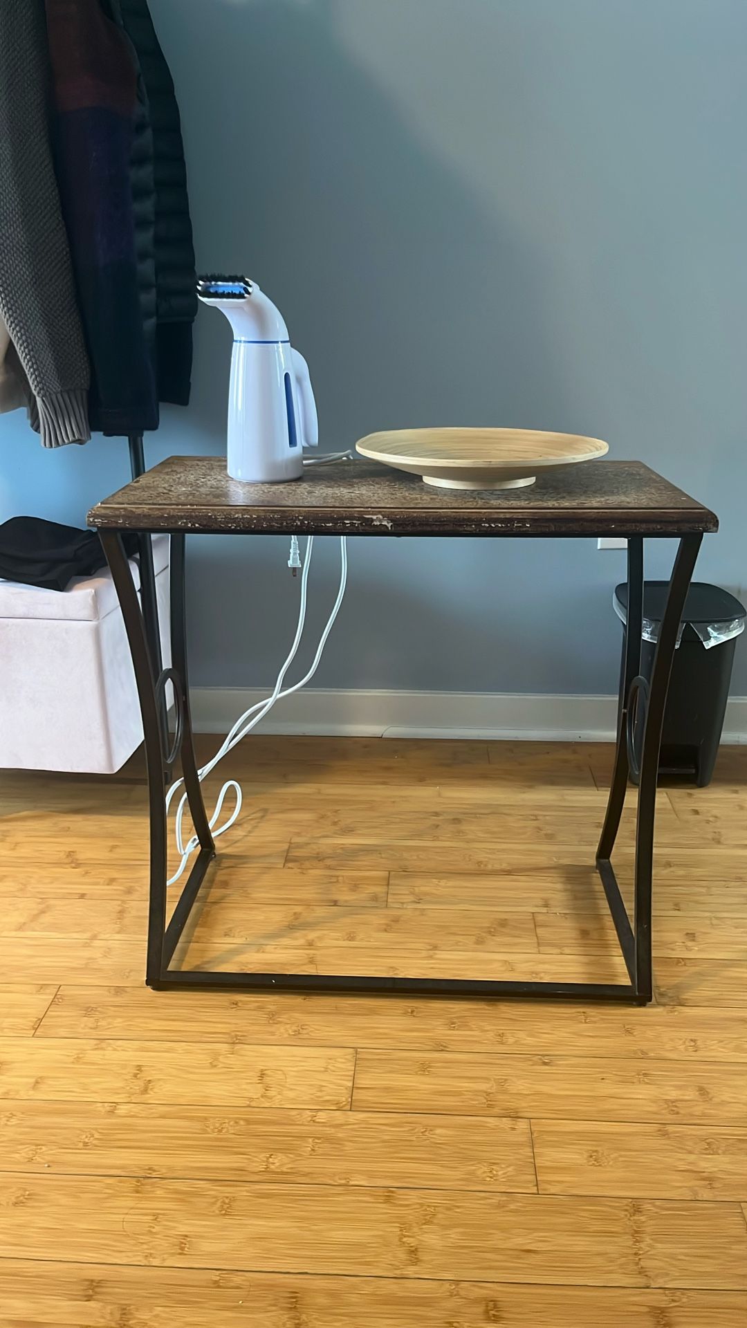 Wood Side Table With Free Wood Large Plate And Steamer!