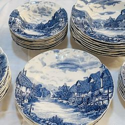 Vintage English China "Olde English Countryside" Blue