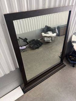 Large Wall Mirror Dark Wood Frame