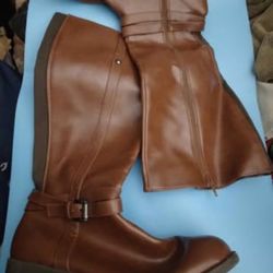 American Egale Boots Wide Knee High Brown Leather.