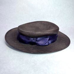 Vintage 100% Straw English boater hat