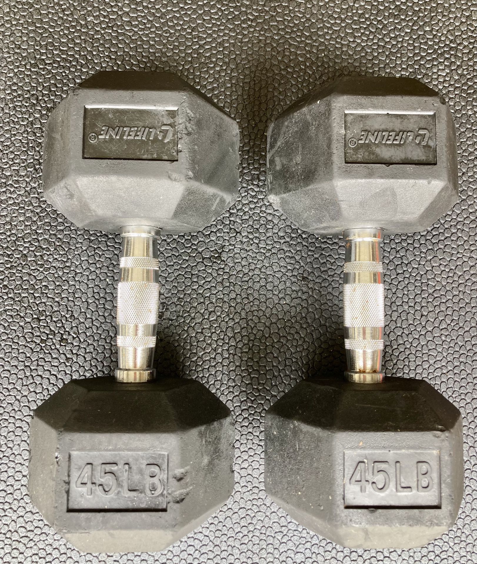 Pair of 45 Pound Dumbbells DBs Weights Set 90 Pounds Total Lifeline