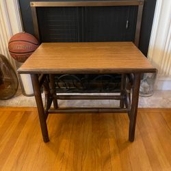 Bamboo & Rattan Style Side Table – Tropical / Coastal Accent Table