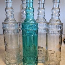 Decorative Vintage Style Clear Glass Bottles Rope Pattern