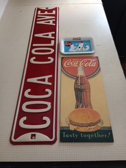 Coca Cola Metal Street Sign And Paper Advertisment 