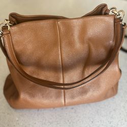 Coach Handbag-Brown Pebble Leather