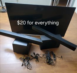 Flat screen tv insignia 43" Boston surround sound bluetooth  onn surround sound  subwoofer  speakers  audio