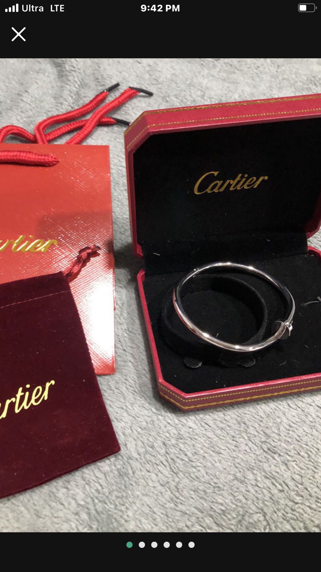 Silver Cartiers Nail Bracelet.   Size 17