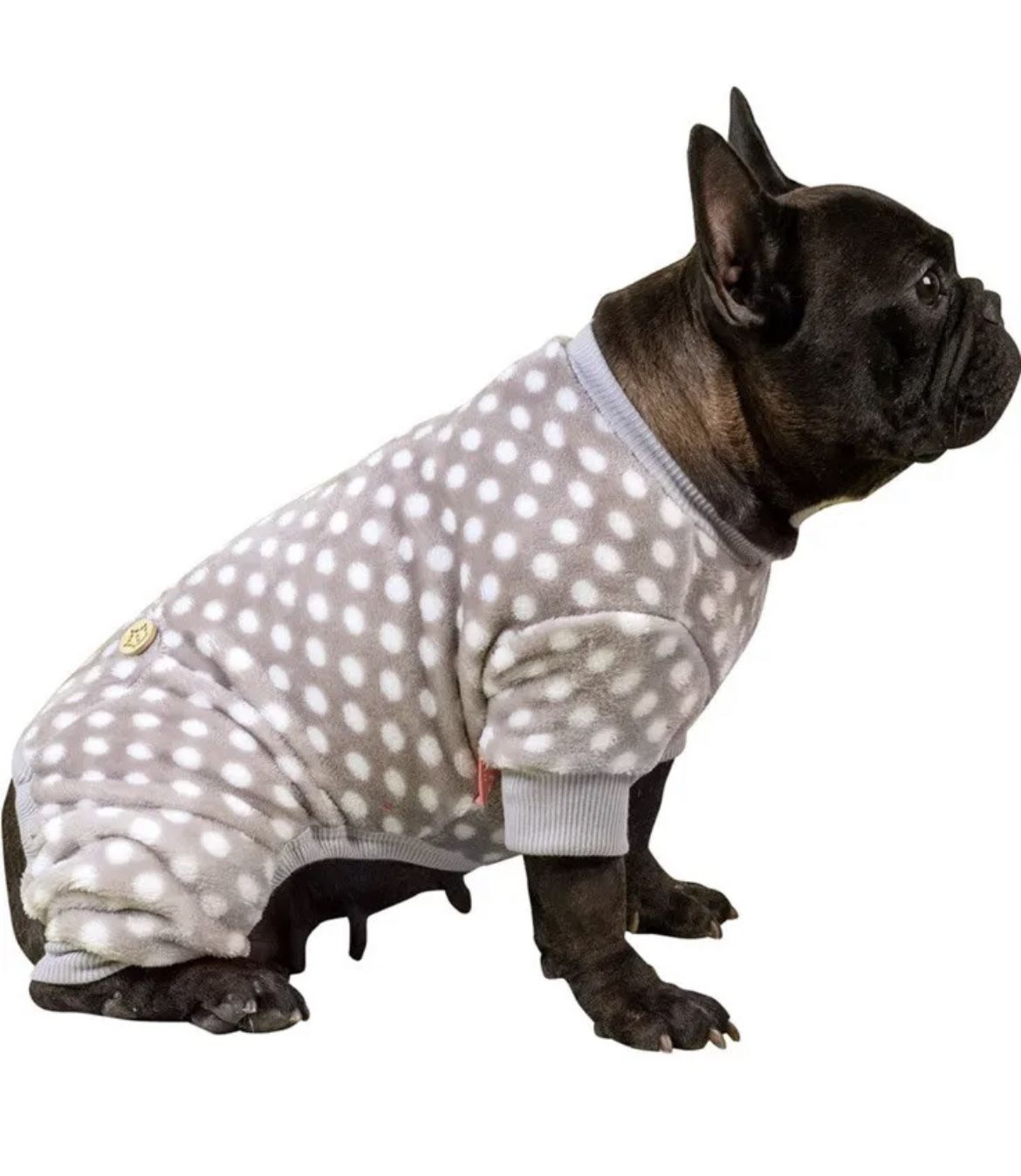 Adorable Kyeese Dog Pajamas Soft Grey With White Polka Dots Size Small