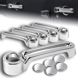 For 2006-2018 Jeep Wrangler Mirror Chrome Door Handle Cover Cap Trim Kit 5-Pcs -(2-DHC-1610