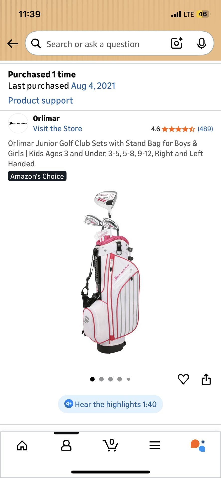 Orlimar Junior Golf Club Set (Ages 5β9) β Excellent Conditi