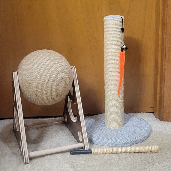 Cat Scratching Post ($25) and Scratching Ball ($25) or Both ($40) plus Cat Toys