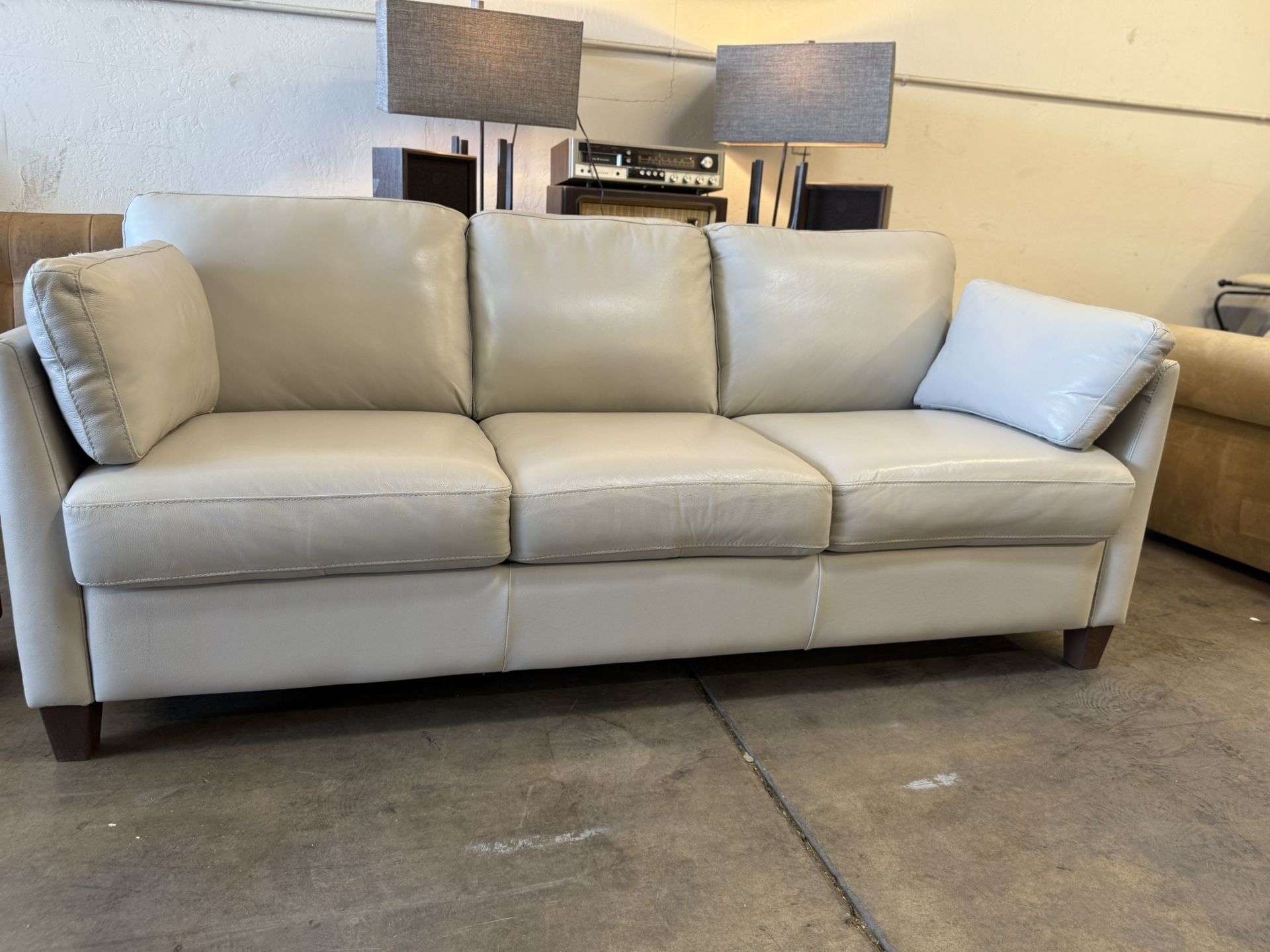 Leather Sofa with Memory Foam Bed