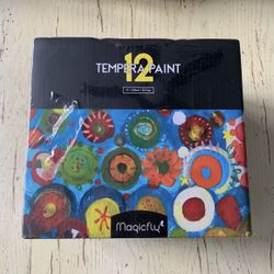 Magicfly 12 Colors Tempera Paint 236ml / 8 fl oz Washable Non-Toxic w/Brushes. Brand new sealed