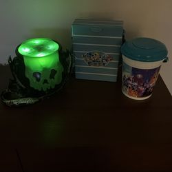3 Disney Popcorn Buckets - 1 Lights Up! $20 Set