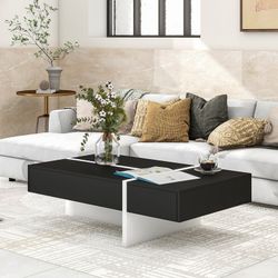 NEW Modern High Glossy Coffee Table, Living Room Center Table with Large Storage, Table for Home Living Room Office, 45.2 * 25.5 