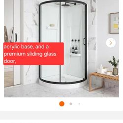 ✨️ OVE Decors
Breeze 32 in. L x 32 in. W x 77.36 in. H Corner Shower Kit with Clear Framed Sliding Door in Black W3232