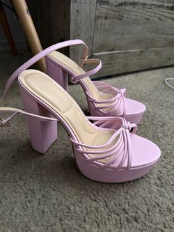 Pink Platform Block Heels