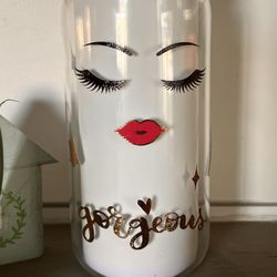 “Gorgeous” Glam Face Glass Cup – Handmade with Vinyl Detail