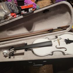 Brand New 4/4 Violin Metallic White  bundle 4/4 violin Hard Case Bow,rosin, chin/shoulder Rest