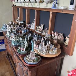 55-piece Collectible Miniature Castle & Cottage Collection- Lenox, Danbury Mint, N Rockwell, Lilliputian Lane and others