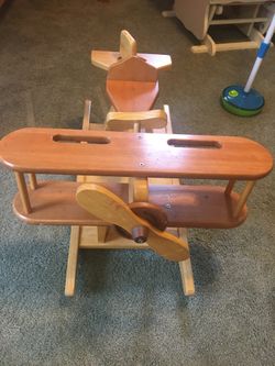 Wooden rocking airplane