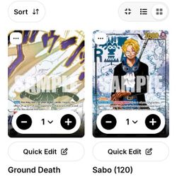 Selling One Piece Cards.