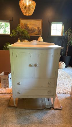 Shabby chic dresser cabinet off white chippy  paint