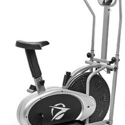 Elliptical Machine Cross Trainer with Heart Monitor 2 in 1 Exercise Cordless Home Gym Equipment