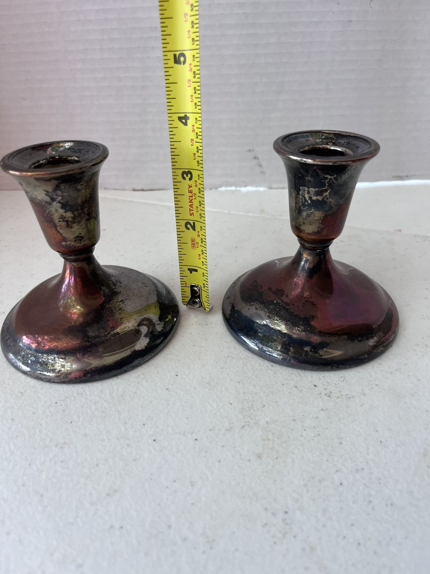 International Silver Company Candle Stick 3”Candlestick Holders Set Pair Of 2