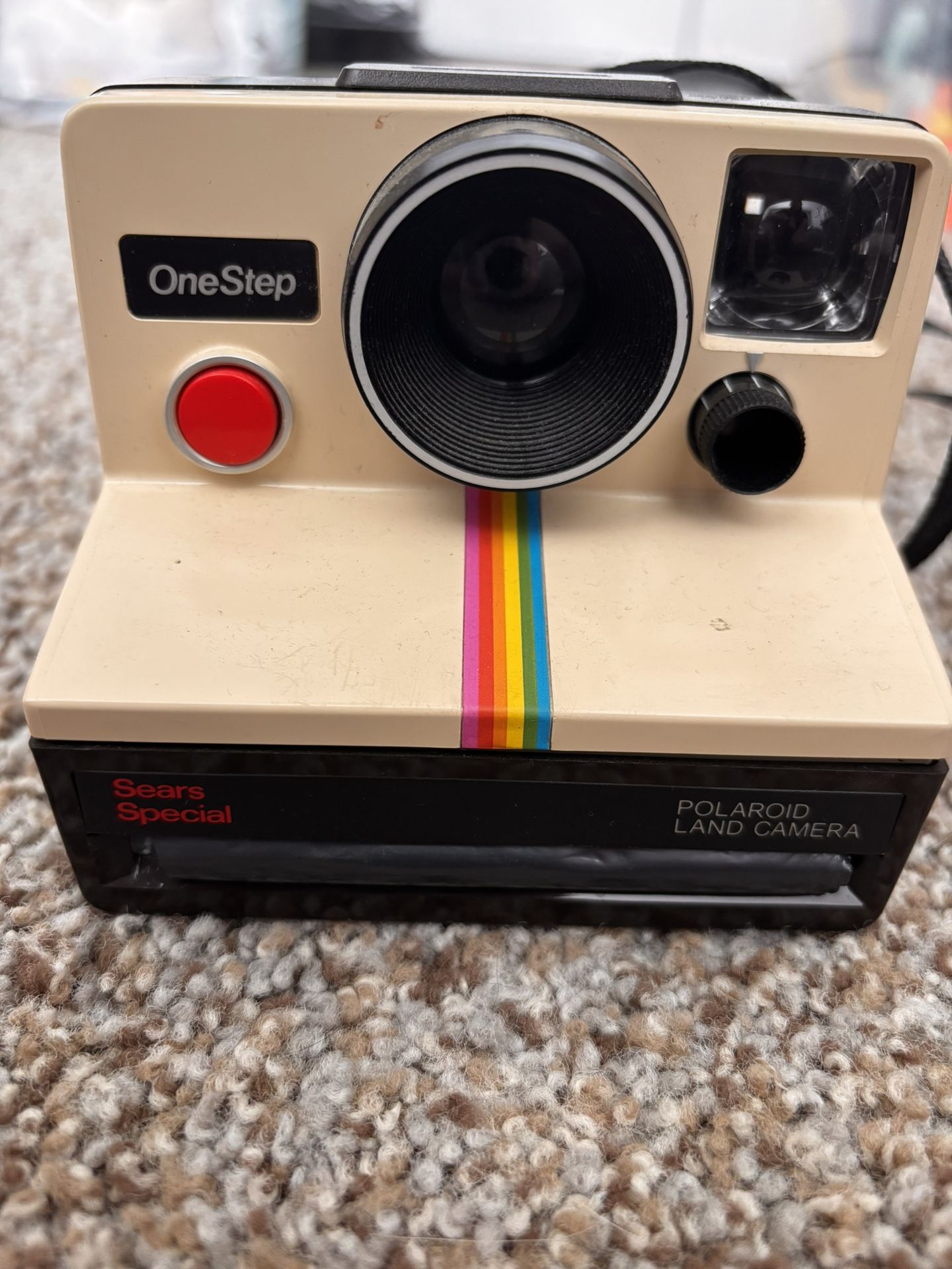 Vintage Original Polaroid SX-70 OneStep White Rainbow Stripe Land Camera